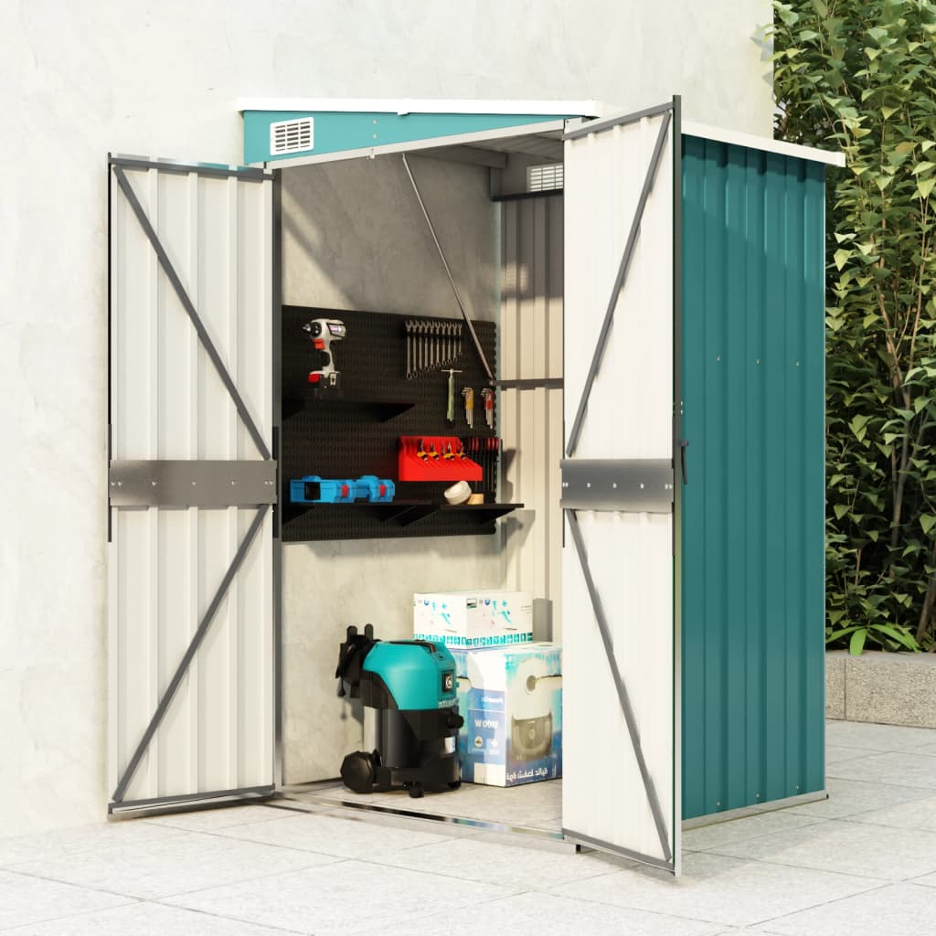 Capanno Giardino A Parete Verde 118x100x178 Cm Acciaio Zincato