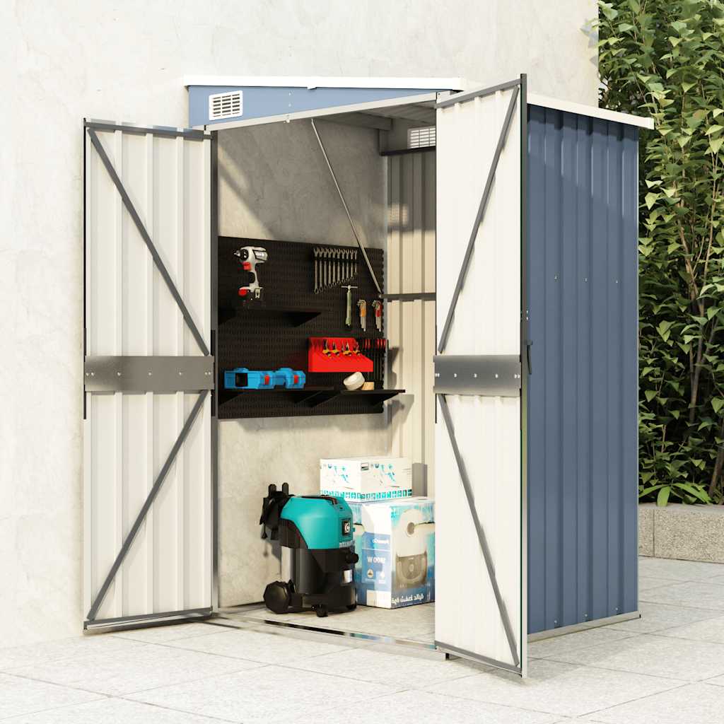 Capanno Giardino A Parete Grigio 118x100x178 Cm Acciaio Zincato