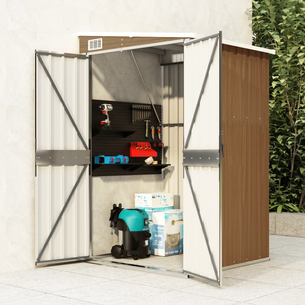 Capanno Giardino A Parete Marrone 118x100x178cm Acciaio Zincato