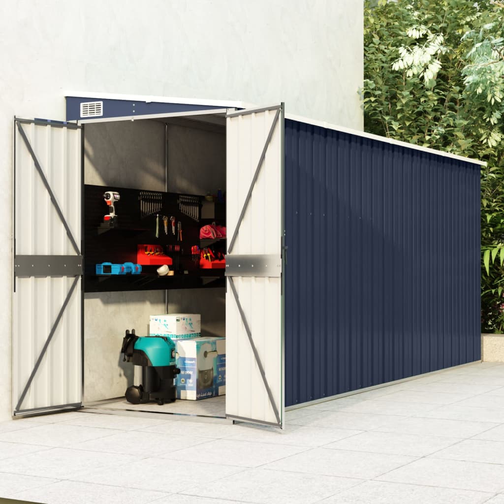 Capanno Da Giardino A Parete Antracite 118x382x178 Cm Acciaio