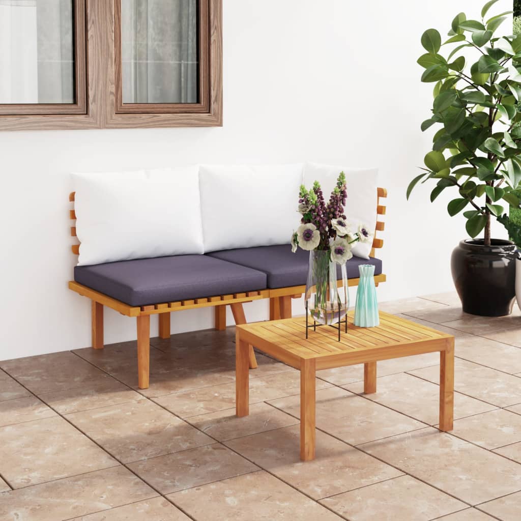 Set Divani Da Giardino 2 Pz Con Cuscini In Massello Di Acacia