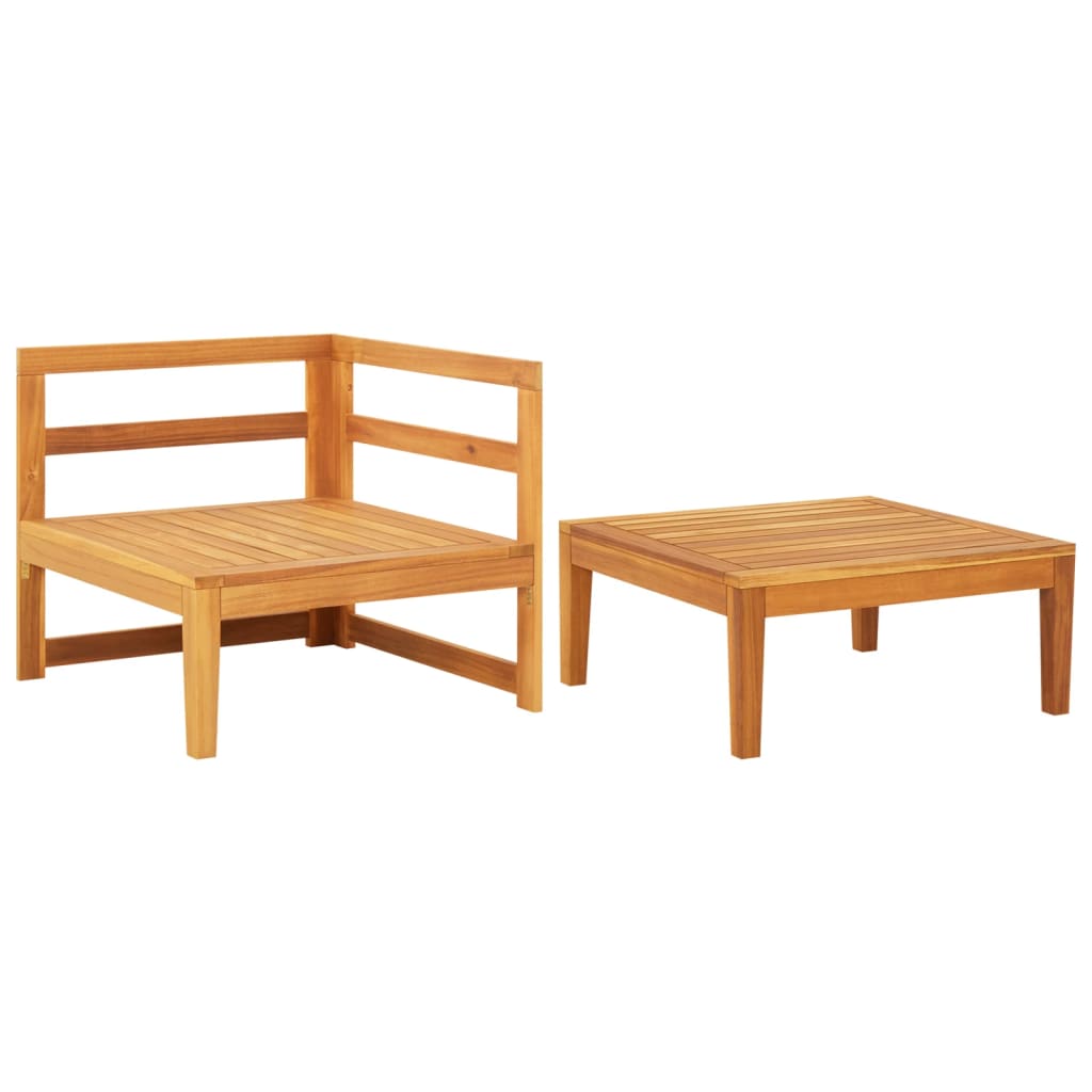 Set Divani Giardino 2 Pz Cuscini Bianco Crema In Legno D'acacia - Image 3
