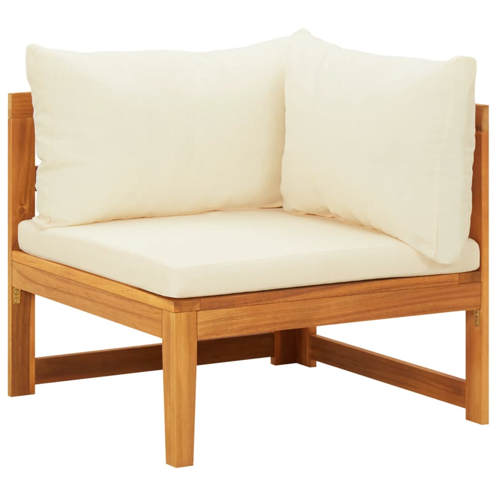 Set Divani Giardino 2 Pz Cuscini Bianco Crema In Legno D'acacia - Image 4