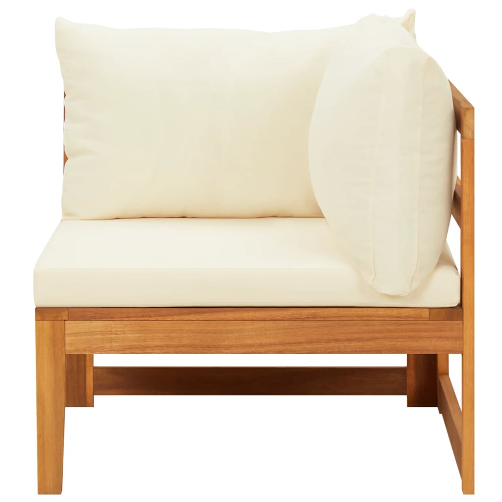 Set Divani Giardino 2 Pz Cuscini Bianco Crema In Legno D'acacia - Image 5