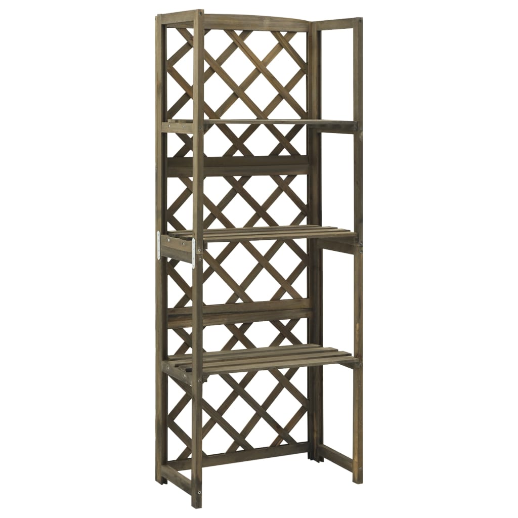 Graticcio Con Ripiani Grigio 55x30x140cm In Massello Di Abete