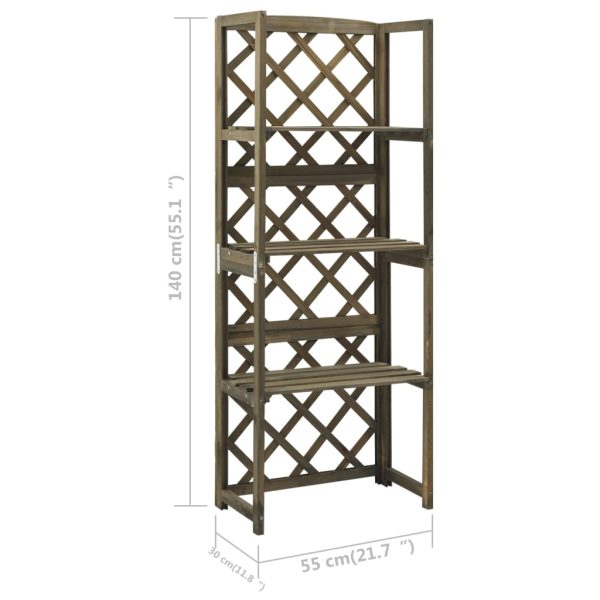 Graticcio Con Ripiani Grigio 55x30x140cm In Massello Di Abete - Image 6