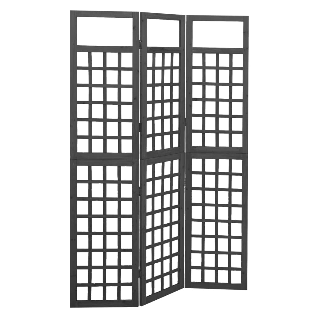 Divisorio A 3 Pannelli In Legno Di Abete Nero 121x180 cm