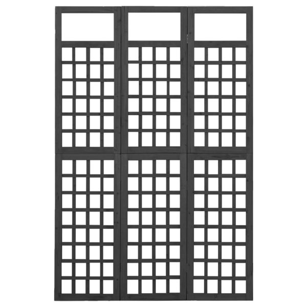 Divisorio A 3 Pannelli In Legno Di Abete Nero 121x180 cm - Image 3