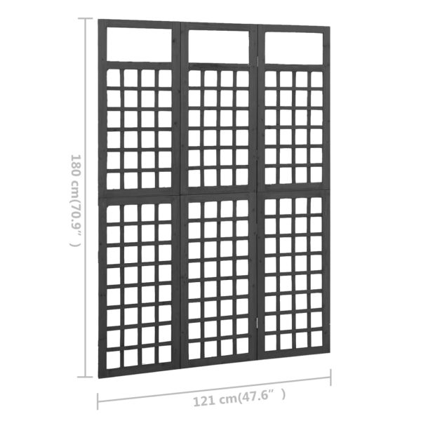Divisorio A 3 Pannelli In Legno Di Abete Nero 121x180 cm - Image 6