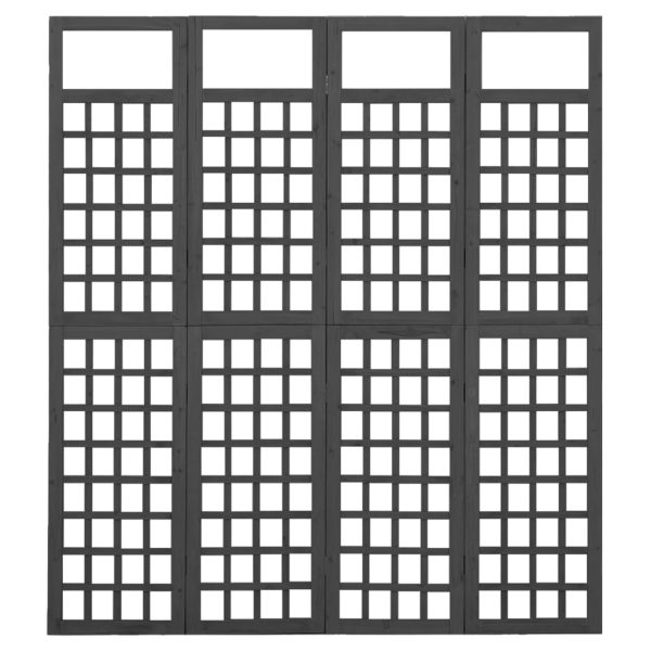Divisorio A 4 Pannelli Legno Massello Di Abete Nero 161x180 cm - Image 3