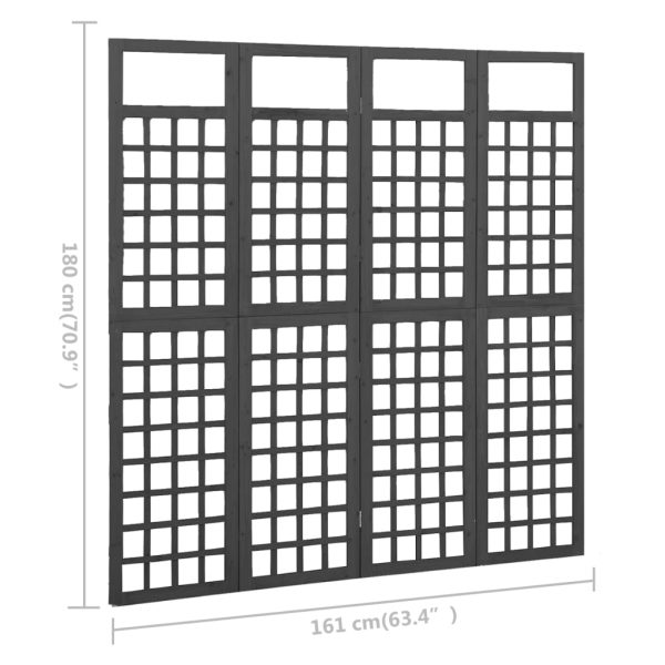 Divisorio A 4 Pannelli Legno Massello Di Abete Nero 161x180 cm - Image 6