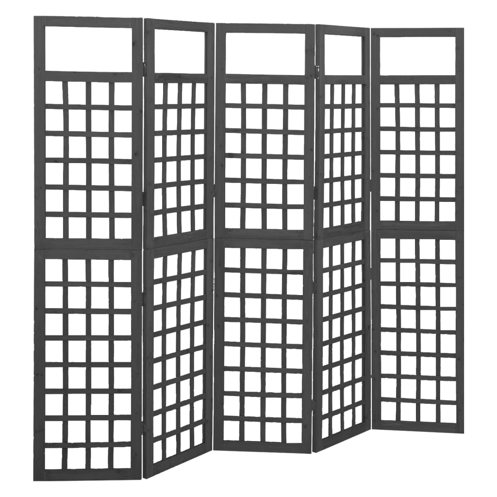 Divisorio A 5 Pannelli Legno Massello Di Abete Nero 161x180 cm