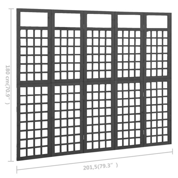 Divisorio A 5 Pannelli Legno Massello Di Abete Nero 161x180 cm - Image 6