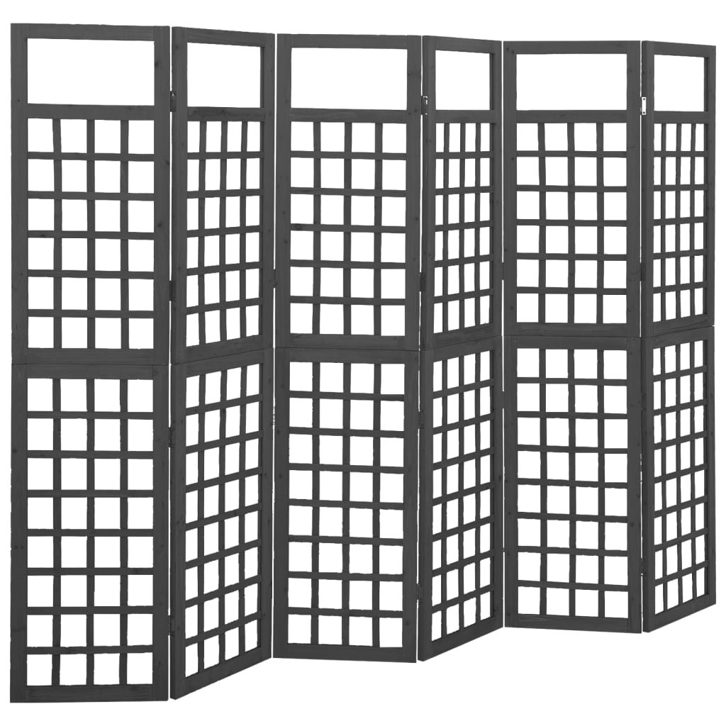 Divisorio A 6 Pannelli In Legno Di Abete Nero 242,5x180 cm