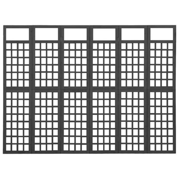 Divisorio A 6 Pannelli In Legno Di Abete Nero 242,5x180 cm - Image 3