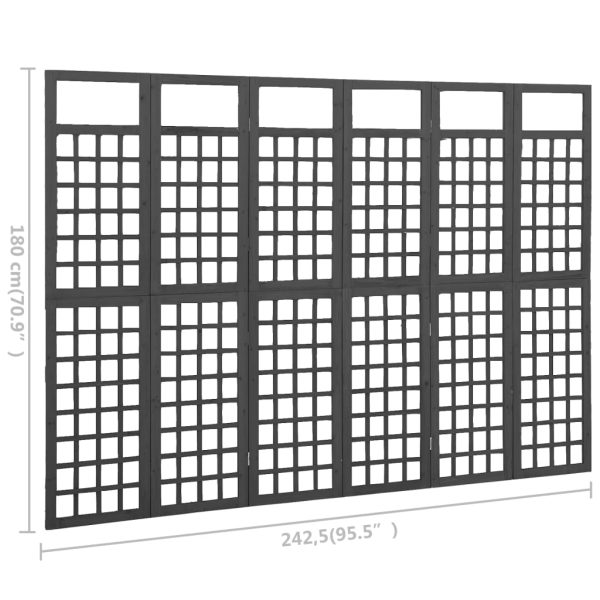 Divisorio A 6 Pannelli In Legno Di Abete Nero 242,5x180 cm - Image 6