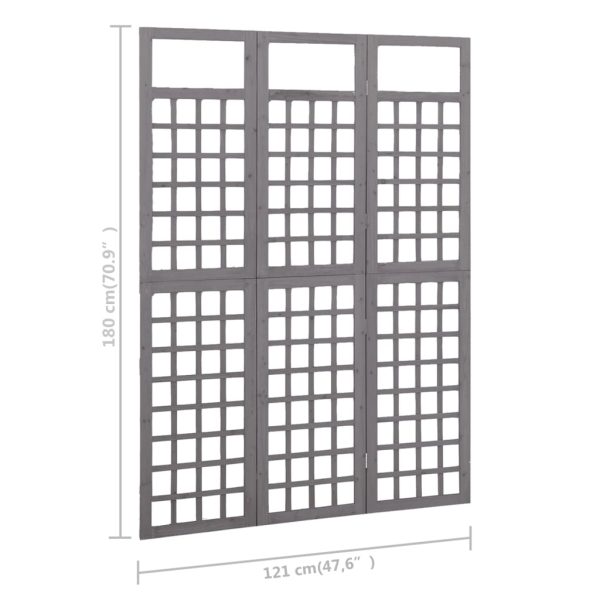 Divisorio A 3 Pannelli In Legno Di Abete Grigio 121x180 cm - Image 6