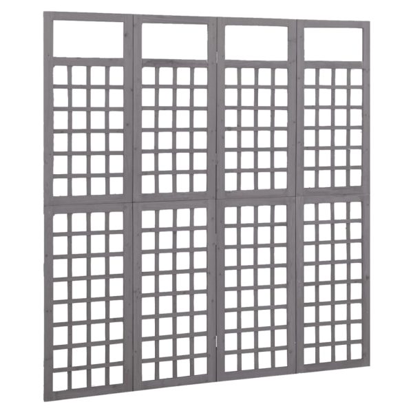 Divisorio A 4 Pannelli In Legno Di Abete Grigio 161x180 cm - Image 3