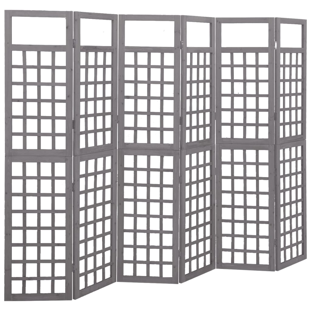 Divisorio A 6 Pannelli In Legno Di Abete Grigio 242,5x180 cm