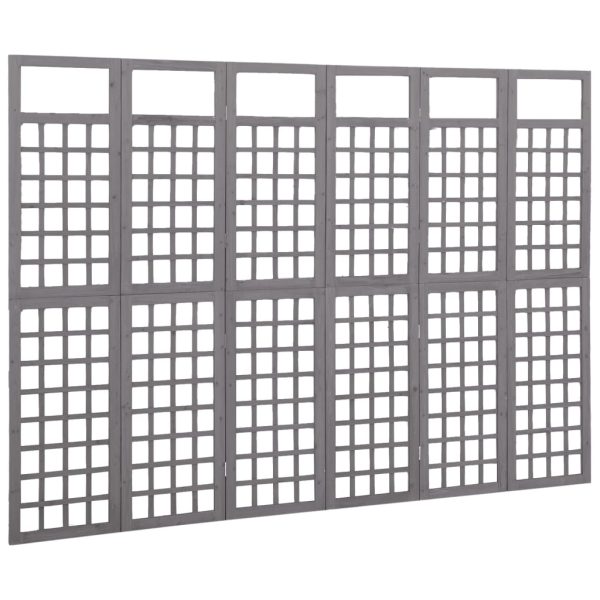 Divisorio A 6 Pannelli In Legno Di Abete Grigio 242,5x180 cm - Image 3