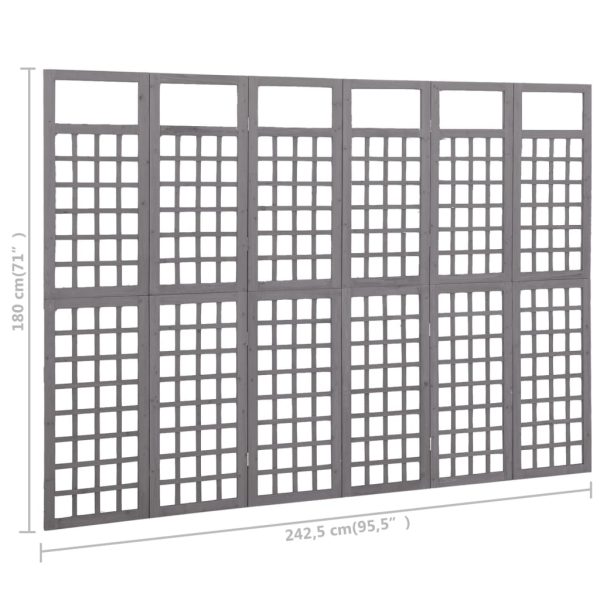 Divisorio A 6 Pannelli In Legno Di Abete Grigio 242,5x180 cm - Image 6