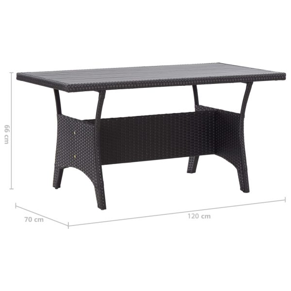 Tavolo Da Giardino Nero 120x70x66 Cm In Polyrattan - Image 6