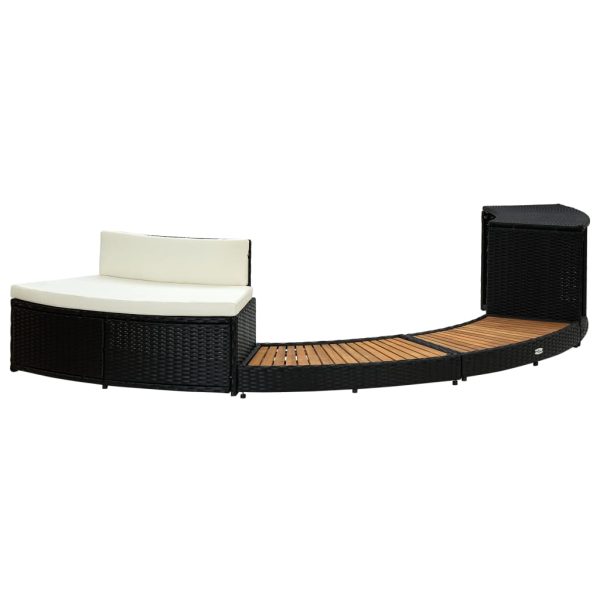 Bordo Spa Nero Polyrattan E Legno Massello Di Acacia - Image 3
