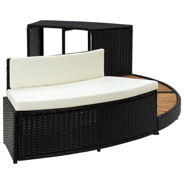 Bordo Spa Nero Polyrattan E Legno Massello Di Acacia - Image 4