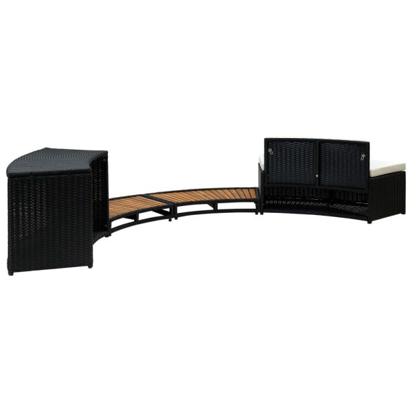 Bordo Spa Nero Polyrattan E Legno Massello Di Acacia - Image 5