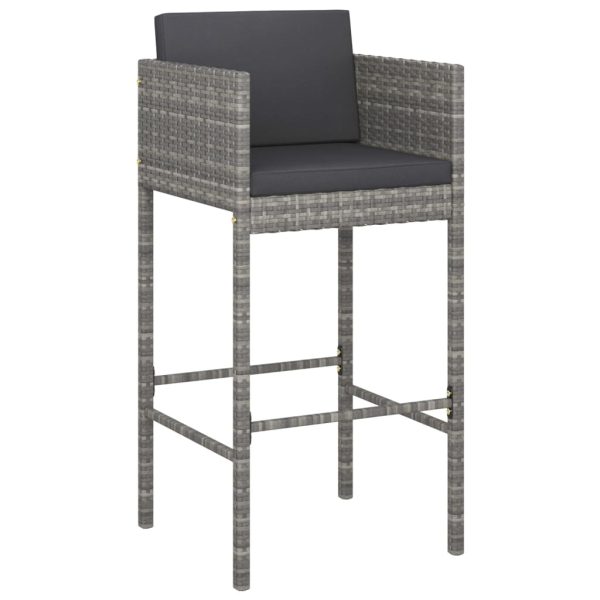 Sgabelli Da Bar 2 Pz Con Cuscini Grigi In Polyrattan - Image 3