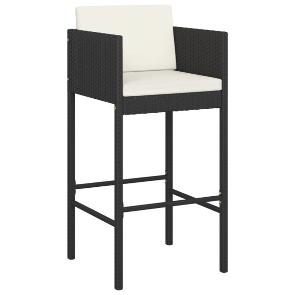 Sgabelli Da Bar 4 Pz Con Cuscini Nero In Polyrattan - Image 3