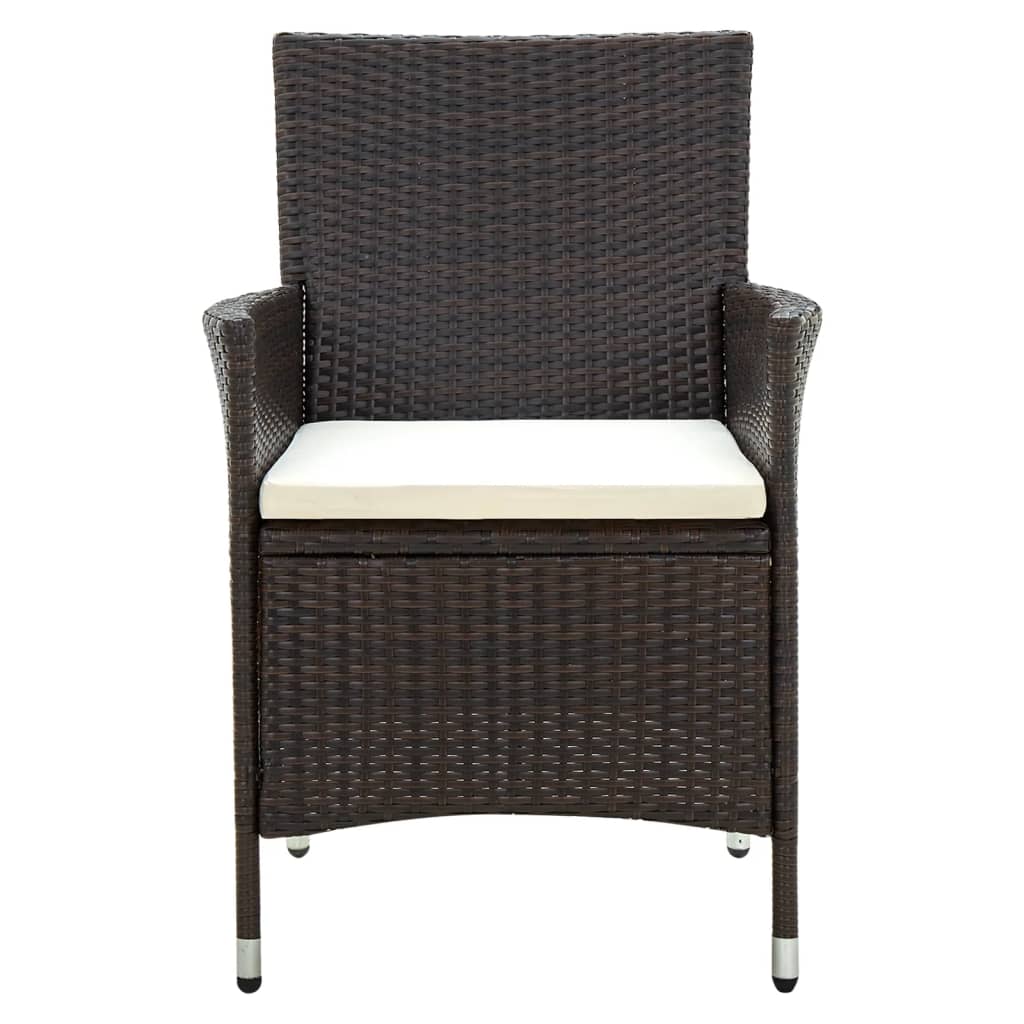 Sedie Da Giardino 2 Pz Con Cuscini In Polyrattan Marrone - Image 3