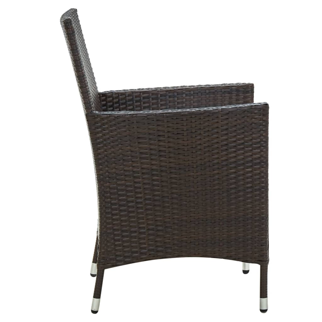 Sedie Da Giardino 2 Pz Con Cuscini In Polyrattan Marrone - Image 4