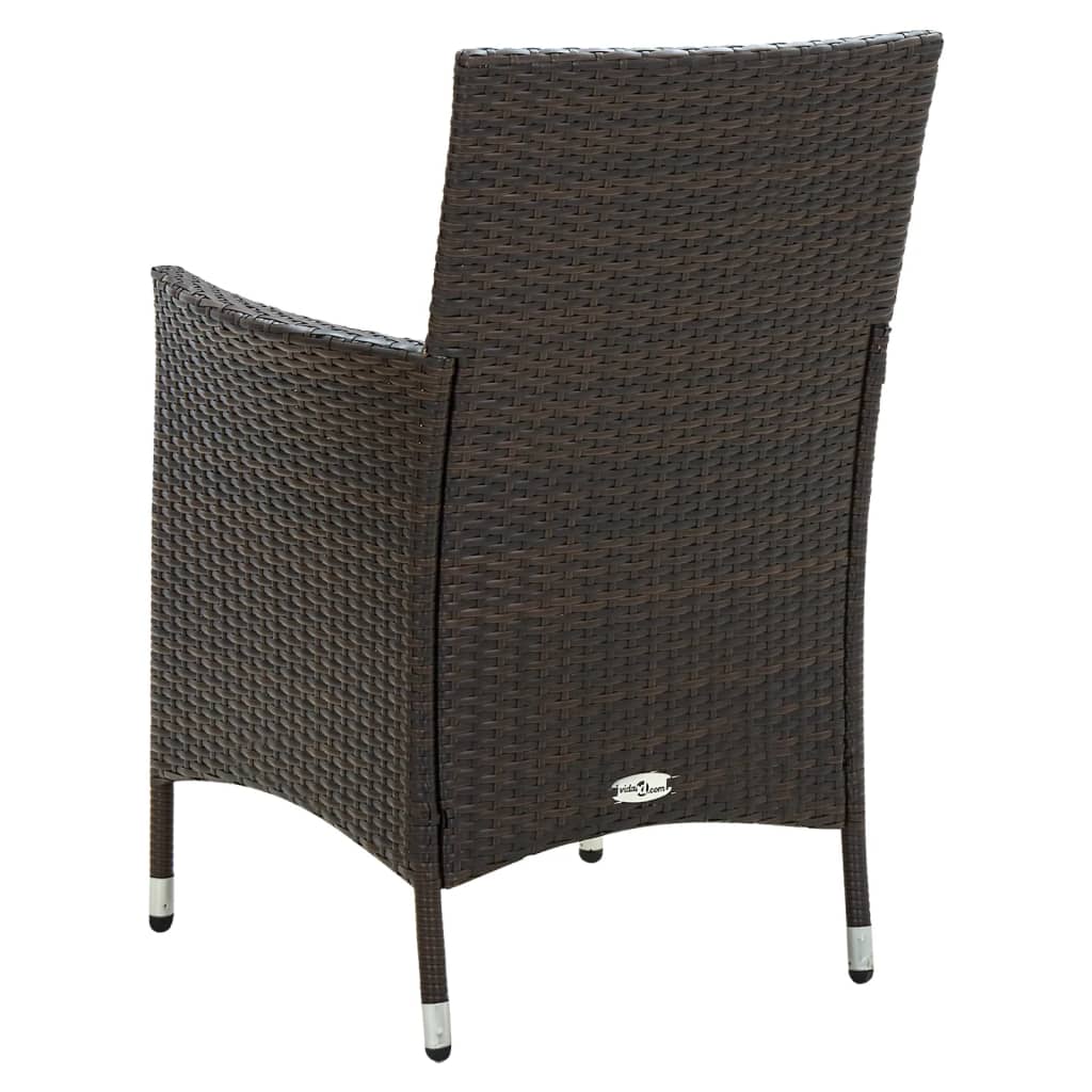 Sedie Da Giardino 2 Pz Con Cuscini In Polyrattan Marrone - Image 5