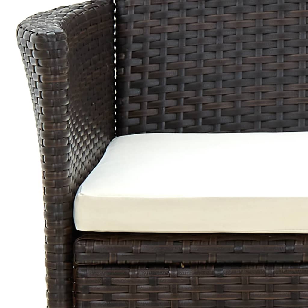 Sedie Da Giardino 2 Pz Con Cuscini In Polyrattan Marrone - Image 6