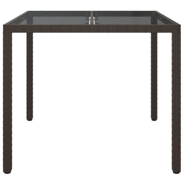 Tavolo Giardino 90x90x75cm Vetro Temperato E Polyrattan Marrone - Image 3