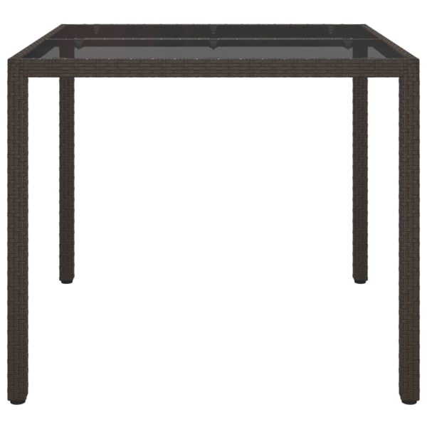 Tavolo Giardino 90x90x75cm Vetro Temperato E Polyrattan Marrone - Image 4