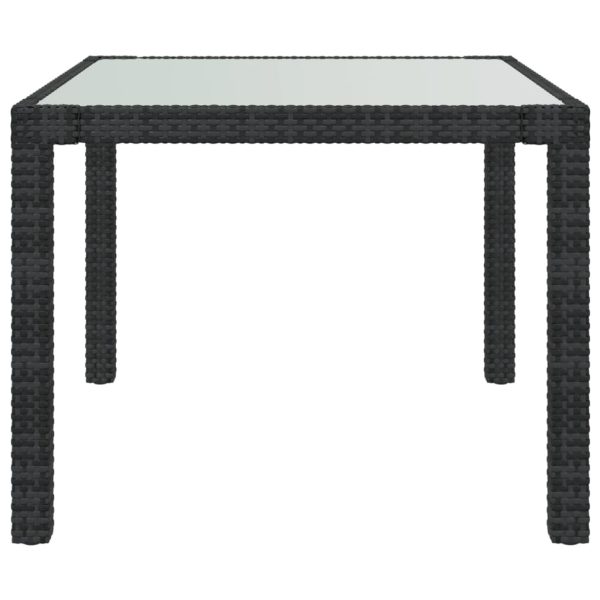 Tavolo Giardino 90x90x75 Cm Vetro Temperato E Polyrattan Nero - Image 3