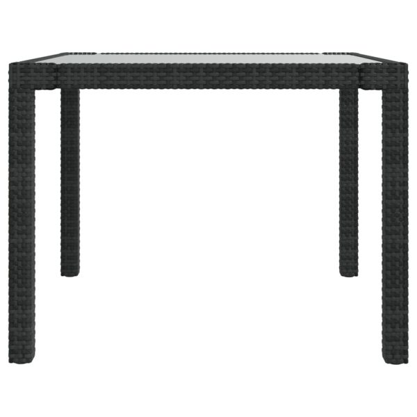 Tavolo Giardino 90x90x75 Cm Vetro Temperato E Polyrattan Nero - Image 4