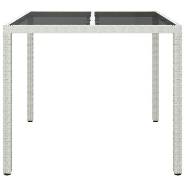 Tavolo Giardino 90x90x75 Cm Vetro Temperato E Polyrattan Bianco - Image 3