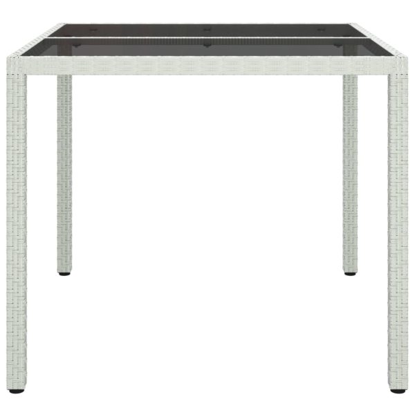 Tavolo Giardino 90x90x75 Cm Vetro Temperato E Polyrattan Bianco - Image 4