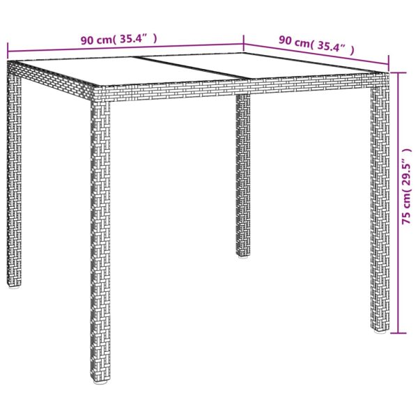Tavolo Giardino 90x90x75 Cm Vetro Temperato E Polyrattan Bianco - Image 6