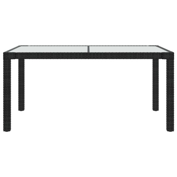 Tavolo Giardino 150x90x75 Cm Vetro Temperato E Polyrattan Nero - Image 3