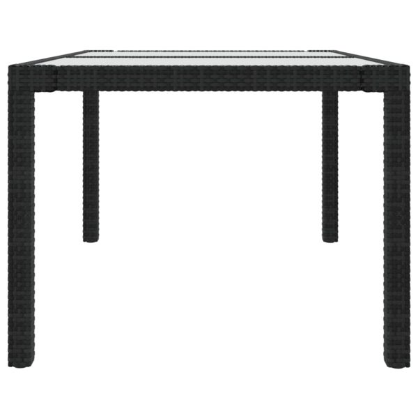 Tavolo Giardino 150x90x75 Cm Vetro Temperato E Polyrattan Nero - Image 4