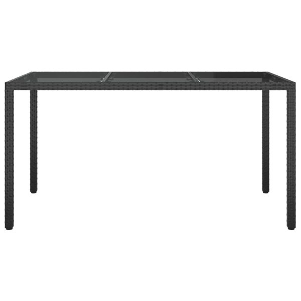 Tavolo Giardino 150x90x75 Cm Vetro Temperato E Polyrattan Nero - Image 3