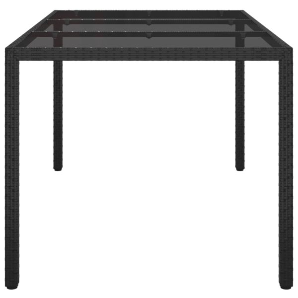 Tavolo Giardino 150x90x75 Cm Vetro Temperato E Polyrattan Nero - Image 4