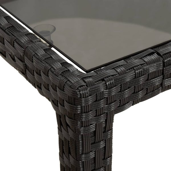 Tavolo Giardino 150x90x75 Cm Vetro Temperato E Polyrattan Nero - Image 5