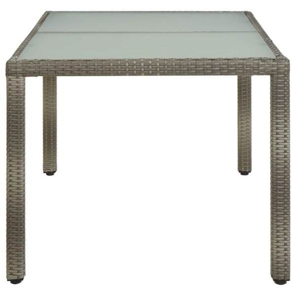 Tavolo Giardino 150x90x75cm Vetro Temperato E Polyrattan Grigio - Image 3