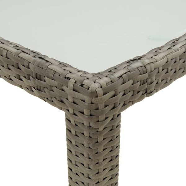 Tavolo Giardino 150x90x75cm Vetro Temperato E Polyrattan Grigio - Image 4