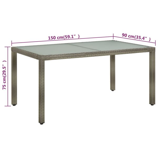 Tavolo Giardino 150x90x75cm Vetro Temperato E Polyrattan Grigio - Image 5